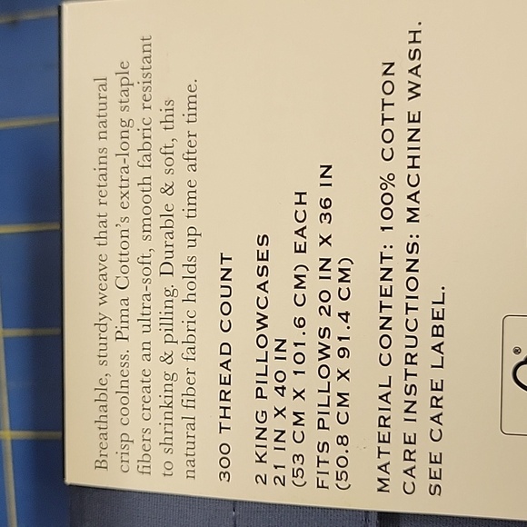 King Hotel Style Pima 300 ct Cotton Pillow Case Set of 2 in Pack - Picture 4 of 4